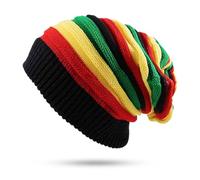 TUONYIS Chapeau Rasta, Chapeau de Reggae, Bonnet Rasta en Tricotée, jamaïcain coloré Bonnet, Hippie Crochet Ample Beret pour Cosplay Décoration de Fête, Hiver, Automne (Arc-en-Ciel)