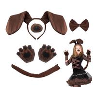 TUONYIS Ensemble de 5 costumes pour chien de type Teckel, costume pour chiot, serre-tête avec oreilles de chien et queue de chien, costume animal pour déguisement fantaisie pour chien, accessoires de