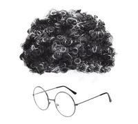 TUONYIS Kit De Deguisement Grand Mere, Deguisement Grand Mere Déguisement Vieille Dame Ensemble de Costumes de Vieille Dame Perruque Grise, Lunettes Ronde pour Halloween Cosplay Carnaval (2 Pièces)