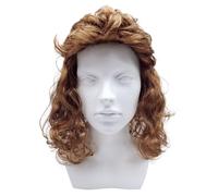 TUONYIS Longue Brun Mulet Perruque, année 80 année70 Perruque, Perruque Rock Blonde, Cheveux Artificiels pour Bad Taste Party, Popstar Perruque Rocker Disco pour Carnaval Halloween Thème (Brun)