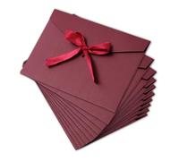 TUONYIS Lot de 10 enveloppes rétro en kraft avec boucle - Enveloppes cadeaux avec rubans - Vintage pour invitations faites à la main, lettres, cartes de mariage et d'anniversaire - Rouge