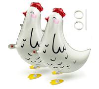 TUONYIS Lot de 2 ballons gonflables en forme de coq pour enterrement de vie de jeune fille, décoration de fête d'anniversaire, fête prénatale, fournitures de fête (blanc)