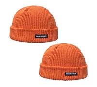 TUONYIS Lot de 2 bonnets oranges en tricot, bonnet de pêcheur, chapeau d'hiver chaud unisexe pour la marche, le cyclisme, la randonnée, les activités de plein air (Royaume-Uni, alpha, M, L, orange),