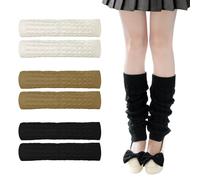 TUONYIS Lot de 3 paires de jambières en tricot torsadé pour femme jambières en tricot torsadé pour l'hiver, l'automne, le yoga et la danse, 40 cm (3 couleurs), 3 couleurs, 40 cm