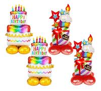 TUONYIS Lot de 4 ballons gonflables pour gâteau d'anniversaire et cadeau - Décoration d'anniversaire colorée - Accessoires de fête pour enfants et adultes