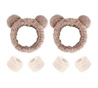 TUONYIS Lot de 6 bandeaux moelleux avec oreilles d'ours mignons pour maquillage et soins de la peau pour femmes et filles (marron, taille unique)