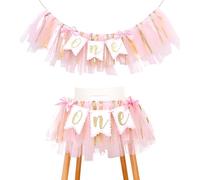 TUONYIS One Bannière de Chaise Haute Bannière de Chaise Haute 1er Anniversaire Bannière de Chaise Haute 1er Anniversaire de Chaise Haute Guirlande de Chaise Haute pour Garçons ou Filles (Rose)