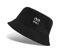 Tuopuda Chapeaux de Seau Visage Souriant, Chapeaux de Visière, De Soleil Chapeau de Pêcheur, Chapeau de Plage Bobs Pliable Réversible, Chapeau De Seau Anti-UV pour Femme Homme, Noir-03