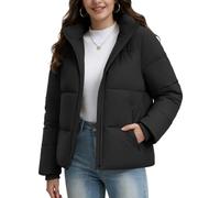 Tuopuda Doudoune Femme Hiver Veste Courte Matelassée Déperlante à Capuche | Capuche Amovible, 2 Poches Zippées, Poche Intérieure, Poignets Coupe-Vent & Ourlet Réglable pour Quotidien
