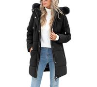 Tuopuda Doudoune Femme Longue Hiver Manteaux à Capuche Matelassée Épaisse Veste Chaude Parka Blouson Outercoat avec Zippé Manteau, Noir, L