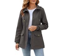 Tuopuda Veste Femme mi Saison Parka en Coton avec Capuche Printemps Automne | 100% Coton, Capuche Amovible, Taille Ajustable, 5 Poches, Fermeture Éclair, Pour Les Trajets Voyages Sorties Quotidiennes