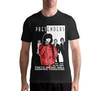 TUOPUKEJI ThomLarryCA The Pretenders Band Poets Music Hall Leisure Cotton T Shirts for Men Black Size L