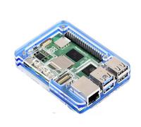 TUOPUONE Coque en acrylique transparent et bleu compatible avec Raspberry Pi 5 - Prend en charge l'installation du refroidisseur actif officiel - Joli aspect résistant à la poussière