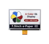 TUOPUONE Écran E-Paper 6 couleurs de 18,5 cm compatible avec Raspberry Pi Faible consommation d'énergie 800 × 480 pixels Communication SPI non inclus Chapeau pilote en papier électronique