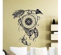 TUOQIANNAN Sticker Mural Amovible Attrape-Rêves avec Flèches et Plumes pour Chambre et Salon Sticker Mural Vinyle Noir 57*66cm