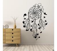 TUOQIANNAN Sticker Mural Amovible Attrape-Rêves Décoration Chambre Salon Vinyle Noir 56x38cm