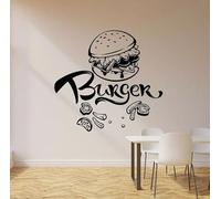TUOQIANNAN Sticker Mural Amovible Burger Déco Restaurant Fast Food Outlet Sticker Mural Vinyle Noir 65x65cm