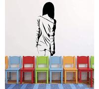 TUOQIANNAN Sticker Mural Amovible Fille Sexy Sticker Mural Dos Chambre Salon Sticker Mural Vinyle Noir 33X85cm
