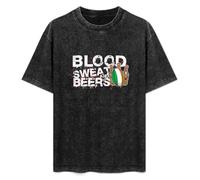 Tuoshan Ireland Rugby Supporter Blood Sweat and Beers Mens T-Shirt Unisex Black Top Tee L