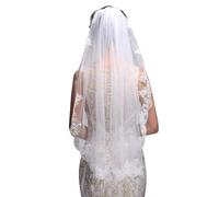 TUOYDJA Voile Mariée,Voiles Femme Voiles de mariée Courts à Une Couche avec Bordure en Dentelle et voiles de mariée Blancs en Tulle, Accessoires de Mariage