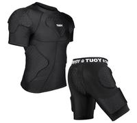 TUOYR Body Safe Guard rembourré de compression à manches courtes T-shirt de protection pour le football, le basketball, le paintball, le rugby, le parkour, Chemise + short., M