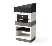 TUOZI - Four à Bois de Construction Extérieur Modèle KITAWAY OTTE (Blanc, Gris - 84 x 63 x 184 cm) - Four extérieur en béton, idéal pour jardin, pain, pizzas, viandes