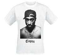 Tupac Shakur Photo Homme T-Shirt Manches Courtes Blanc XXL, 100% Coton, Regular/Coupe Standard