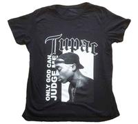 Tupac T Shirt 2Pac Only God Can Judge Me Officiel Femme Boyfriend Fit Noir Size S