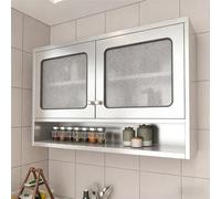 TUPAFJU Armoire Murale en Acier Inoxydable avec Porte vitrée, vitrine Murale pour médicaments, armoires de Rangement pour Salle de Bain, Organisateur d'ustensiles de Cuisine(C,120cm/47.2in)