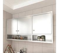 TUPAFJU Armoire Murale en Acier Inoxydable avec Porte vitrée, vitrine Murale pour médicaments, armoires de Rangement pour Salle de Bain, Organisateur d'ustensiles de Cuisine(B,150cm/59in)