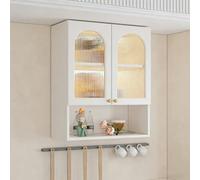 TUPAFJU Armoire Murale en Bois avec Porte vitrée, Meuble de Rangement pour Salle de Bain, Armoire à Pharmacie, présentoir Mural, Organisateur d'ustensiles de Cuisine, pour Garage(White,60cm/23.6)