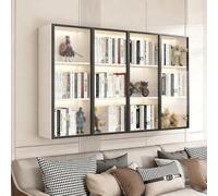 TUPAFJU Armoire Murale fabriquée à la Main avec Porte vitrée, étagères de Rangement pour Livres en Bois, présentoir Mural, Organisateur d'ustensiles de Cuisine(Triple-Layered White,160cm/62.9in)