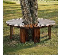 TUPAFJU Banc d'arbre en Bois Enveloppant résistant aux intempéries, Banc de Jardin Demi-Cercle, d'extérieur incurvé, pour Jardin, Parc, Patio, extérieur, Plante(Walnut,Circle)