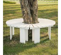 TUPAFJU Banc d'arbre en Bois Enveloppant résistant aux intempéries, Banc de Jardin Demi-Cercle, d'extérieur incurvé, pour Jardin, Parc, Patio, extérieur, Plante(White,Circle)