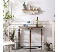 TUPAFJU Console rétro Demi-Lune en Bois et Fer, Table d'appoint décorative Semi-Circulaire, Table d'appoint étroite, pour entrée, Couloir, Salon, Jardin(Wood)