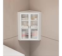 TUPAFJU Étagère à épices d'angle à 2/3 Niveaux pour Cuisine, Petite Armoire à Pharmacie d'angle avec Porte vitrée, Organiseur de Maquillage Mural(White-A,40x40x70cm/15.7x15.7x27.5in)