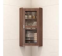 TUPAFJU Étagère à épices d'angle à 2/3 Niveaux pour Cuisine, Petite Armoire à Pharmacie d'angle avec Porte vitrée, Organiseur de Maquillage Mural(Brown,25x25x59cm/9.8x9.8x23.2in)