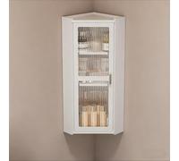 TUPAFJU Étagère à épices d'angle à 2/3 Niveaux pour Cuisine, Petite Armoire à Pharmacie d'angle avec Porte vitrée, Organiseur de Maquillage Mural(White-A,35x35x70cm/13.7x13.7x27.5in)