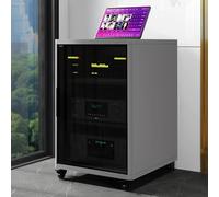 TUPAFJU Meuble vitrine pour appareils Audio/vidéo/multimédia, Support Audio, Meuble Console pour Platine Vinyle, étagère d'angle pour équipement audiovisuel et chaîne Hi-FI(Gray,89cm/35in)