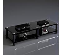 TUPAFJU Support d'équipement Audio 1/2/3/4 Couches, Support multimédia AV, Meuble stéréo, étagère Audio-vidéo, Meuble multimédia d'angle, pour Centre de Divertissement Familial(Black,2-Layer)
