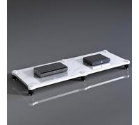 TUPAFJU Support d'équipement Audio 1/2/3/4 Couches, Support multimédia AV, Meuble stéréo, étagère Audio-vidéo, Meuble multimédia d'angle, pour Centre de Divertissement Familial(White Stone,1-Layer)