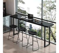 TUPAFJU Table de Bar Haute en Bois Massif avec Bord Naturel Noir, Table de Pub Industrielle, Mange-Debout Long et Étroit de 106 cm pour Cuisine et Salle à Manger, Bistro, Café(180cm/70.8in)