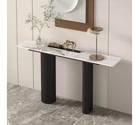 TUPAFJU Table d'entrée Moderne en marbre Noir, Console Blanche, Tables de canapé dorées, décoration intérieure, pour Salon, Hall d'entrée, Couloir(Black-3,150cm/59in)
