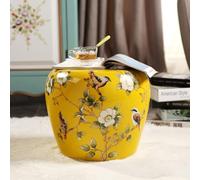 TUPAFJU Tabouret de Jardin décoratif en céramique émaillée, Motif Oiseaux Fleuris à la Main, Style Tambour Chinois, idéal pour Salon, Balcon ou Jardin.(B)