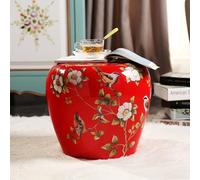 TUPAFJU Tabouret de Jardin décoratif en céramique émaillée, Motif Oiseaux Fleuris à la Main, Style Tambour Chinois, idéal pour Salon, Balcon ou Jardin.(D)