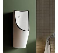 TUPAFJU Urinoir Mural Commercial en céramique pour Hommes, avec Chasse d'eau Automatique à capteur, urinoir Anti-éclaboussures pour Une Utilisation Nocturne(Black,Built-in Sensor)