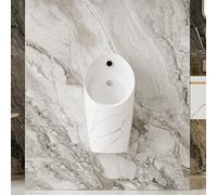 TUPAFJU Urinoir pour Hommes - Anti-débordement et Anti-éclaboussures - Chasse Automatique à capteur Intelligent - Urinoir Mural en céramique - Gain de Place pour Salle de(Stone,Built-in Sensor)