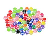 Tupalizy Lot de 100 petites perles rayées en plastique arc-en-ciel de 8 mm pour bracelets, bijoux, porte-clés, colliers, boucles d'oreilles, loisirs créatifs, projet, décoration de fête, cadeaux