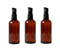 TUPANDY Lot de 3 flacons vides rechargeables en verre ambré de 100 ml pour produits de beauté, cosmétiques, huiles essentielles, produits de toilette