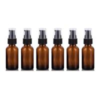 TUPANDY Lot de 6 flacons vides rechargeables en verre ambré de 30 ml pour lotion, crème, huiles essentielles, articles de toilette